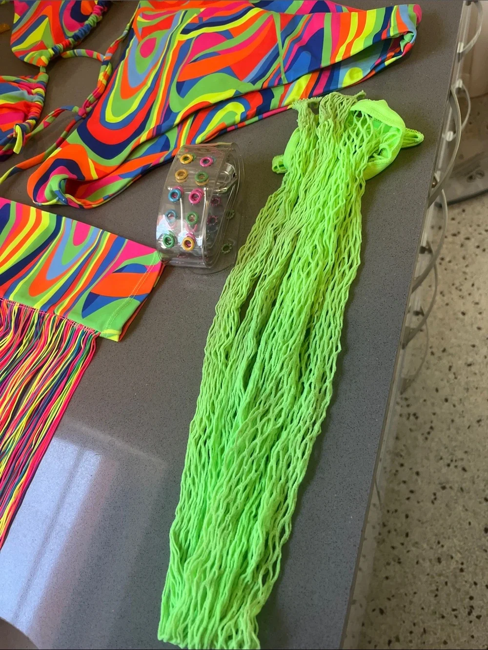 Neon Psychedelic Fringe Bikini Set
